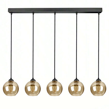 Gloviea - Suspension globe en verre Warm&Love Industrial Elegance 3/4/5 lumières (3 options) – Hauteur réglable, design loft moderne (deux couleurs : or/or rose)
