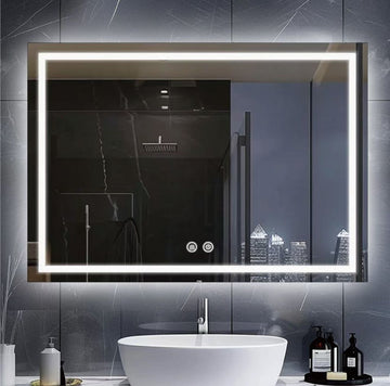 LED Bathroom Mirror with Polished Square Corners β Dimmable Lights, Anti-Fog