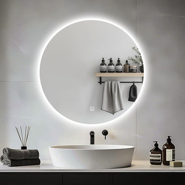 Round LED Bathroom Mirror – Dimmable Backlit Design, Anti-Fog, Memory Function