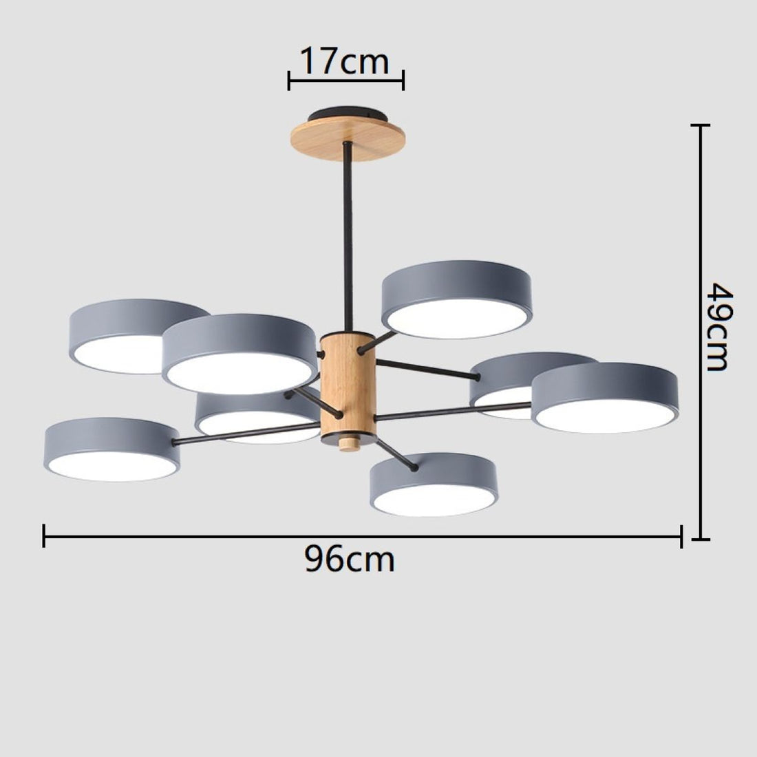 Gloviea - Plafonnier LED nordique Warm&amp;Love à 8 têtes (lustre moderne en bois et acrylique)
