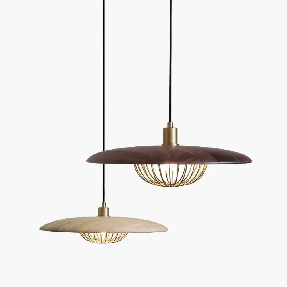 Gloviea - Suspension minimaliste nordique en bois Warm&amp;Love – Noyer et grain de bois naturel, éclairage intérieur LED