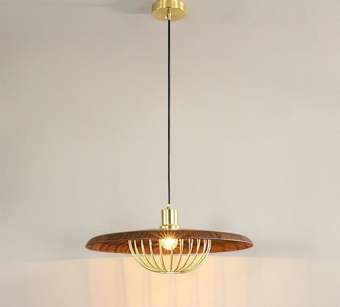 Gloviea - Suspension minimaliste nordique en bois Warm&amp;Love – Noyer et grain de bois naturel, éclairage intérieur LED