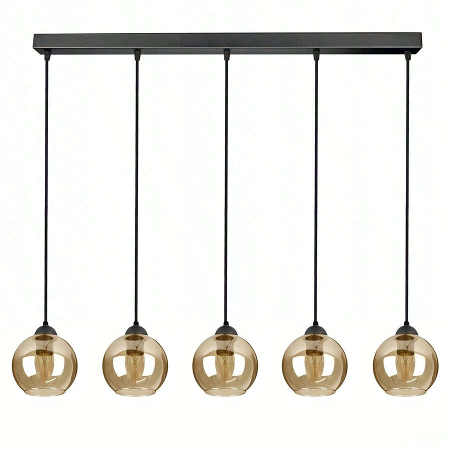 Gloviea - Suspension globe en verre Warm&amp;Love Industrial Elegance 3/4/5 lumières (3 options) – Hauteur réglable, design loft moderne (deux couleurs : or/or rose)
