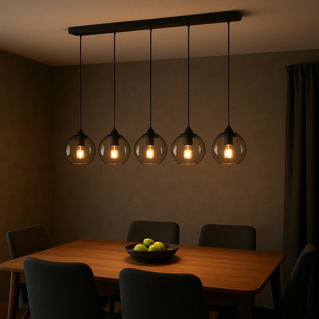 Gloviea - Suspension globe en verre Warm&amp;Love Industrial Elegance 3/4/5 lumières (3 options) – Hauteur réglable, design loft moderne (deux couleurs : or/or rose)